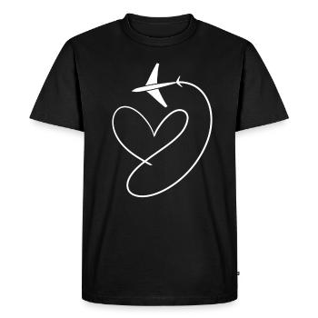 Avion Avion Coeur Amour Vacances Pilote - T-shirt Premium bio Homme - noir - Devant - Nico (187cm)