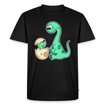 Dinosaures avec bébés dinosaures - T-shirt Premium bio Homme - noir - Devant - Nico (187cm)