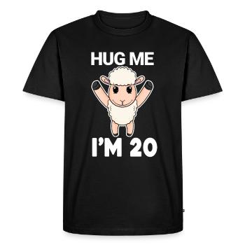 20 ans - 20 ans - câlin - T-shirt Premium bio Homme - noir - Devant - Nico (187cm)