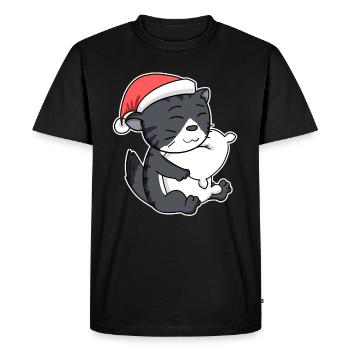 Chat de forêt norvégien Chat Noël endormi - T-shirt Premium bio Homme - noir - Devant - Nico (187cm)