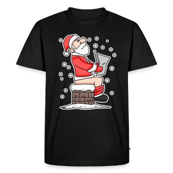 Noël Cheminée drôle Noël - T-shirt Premium bio Homme - noir - Devant - Nico (187cm)