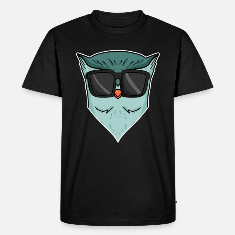 Eule mit Sonnenbrille - Männer Premium Bio T-Shirt - Schwarz
