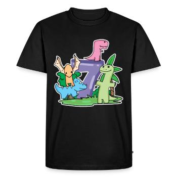 7 ans - 7ème anniversaire avec motif animal - Dino - T-shirt Premium bio Homme - noir - Devant - Nico (187cm)