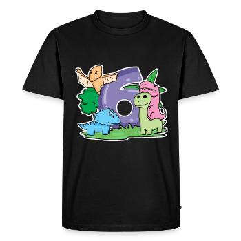 6 ans - 6ème anniversaire avec motif animal - Dino - T-shirt Premium bio Homme - noir - Devant - Nico (187cm)