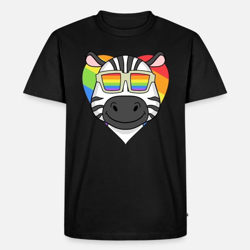 Regenbogen - Zebra mit Brille - Männer Premium Bio T-Shirt - Schwarz