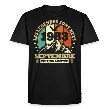 Vintage septembre 1983 vintage cadeau anniversaire - T-shirt Premium bio Homme - noir - Devant - Nico (187cm)