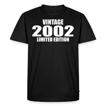 Millésime 2002 Anniversaire 2002 Rétro 2002 - T-shirt Premium bio Homme - noir - Devant - Nico (187cm)