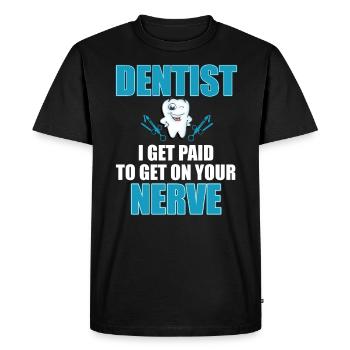 Dentiste Dentiste Dentiste Dents Dents Caries cadeau - T-shirt Premium bio Homme - noir - Devant - Nico (187cm)