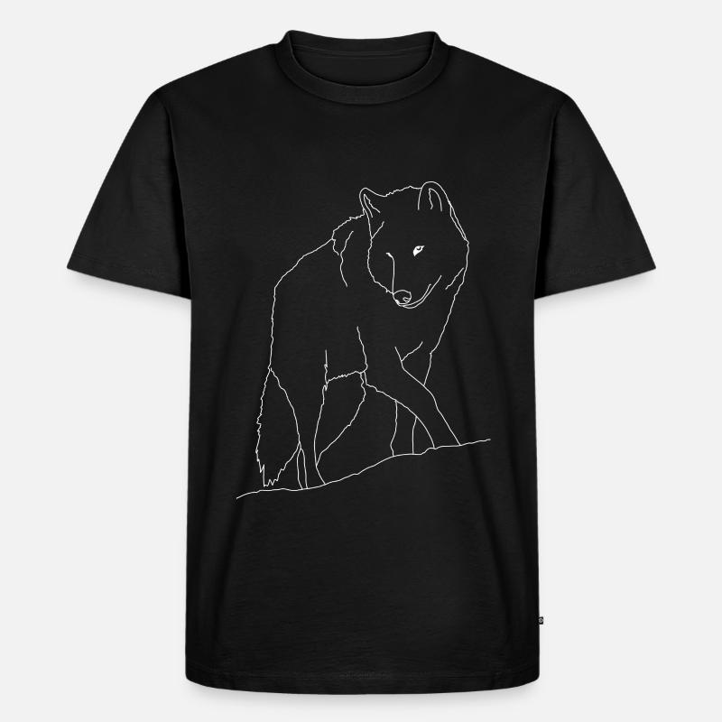 Wolf - Männer Premium Bio T-Shirt - Schwarz