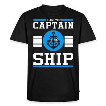 Captain sailor sailor steering wheel anchor gift - Men's Premium Organic T-Shirt - black - Front - Nico (187cm)
