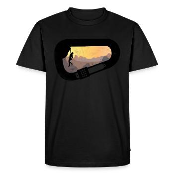 Bouldering Rock Climbing Carabiner Mountain - Men's Premium Organic T-Shirt - black - Front - Nico (187cm)
