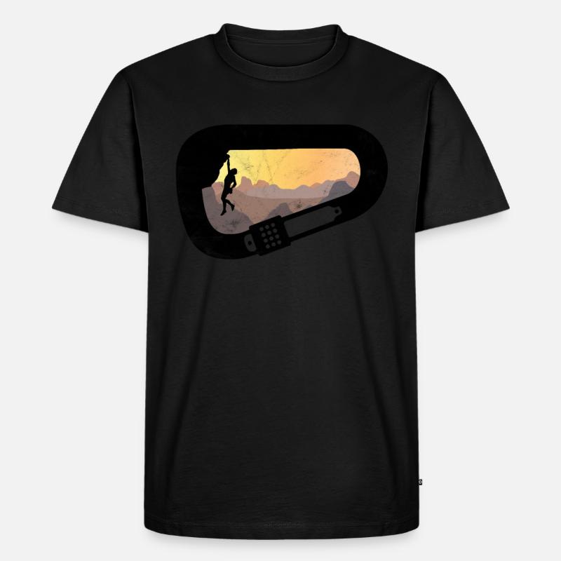 Bouldern Klettern Karabiner Berg - Männer Premium Bio T-Shirt - Schwarz