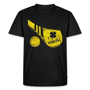 I love Hurling Irish Shamrock Gaelic - T-shirt Premium bio Homme - noir - Devant - Nico (187cm)