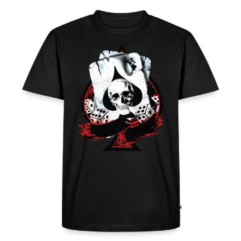 Scorched Ace Of Spades Poker Dice Skull - Men's Premium Organic T-Shirt - black - Front - Nico (187cm)