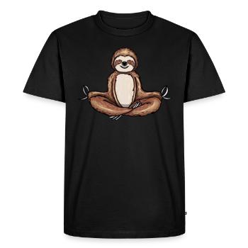 Sloth Meditation Meditating Slow Down Yoga - Men's Premium Organic T-Shirt - black - Front - Nico (187cm)