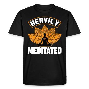 Heavily Meditated Meditation Yoga Gift Lotus Flowe - Men's Premium Organic T-Shirt - black - Front - Nico (187cm)