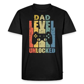 Annonce de grossesse pour homme niveau papa débloqué Soo - T-shirt Premium bio Homme - noir - Devant - Nico (187cm)