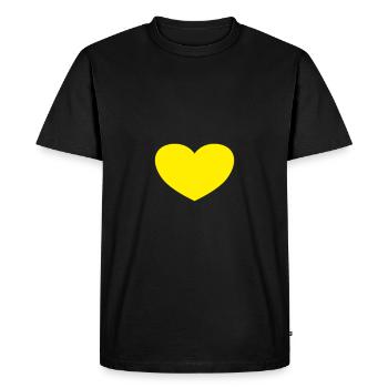 Le cœur jaune ! - T-shirt Premium bio Homme - noir - Devant - Nico (187cm)