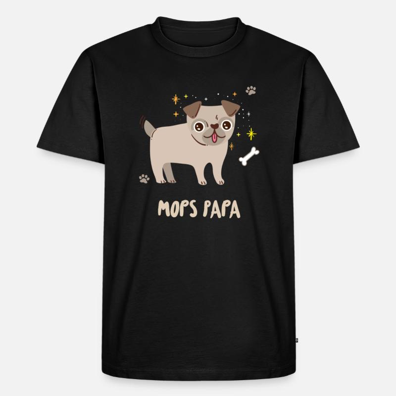 MOPS PAPA - Männer Premium Bio T-Shirt - Schwarz