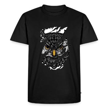 Owl - Hibou - T-shirt Premium bio Homme - noir - Devant - Nico (187cm)