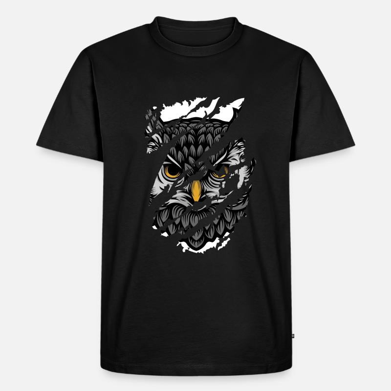Owl - Eule - Männer Premium Bio T-Shirt - Schwarz