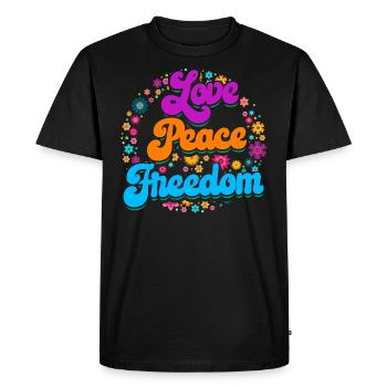 Tenue hippie | Les hippies aiment l'idée de cadeau de paix - T-shirt Premium bio Homme - noir - Devant - Nico (187cm)