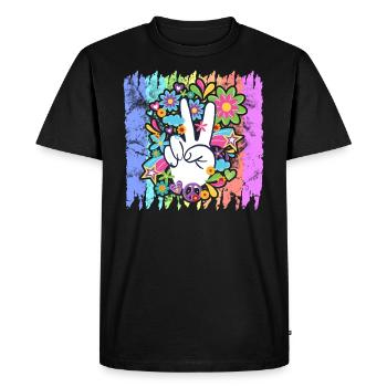 Hippie Peace Rainbow | Hippies 60s gifts - Men's Premium Organic T-Shirt - black - Front - Nico (187cm)