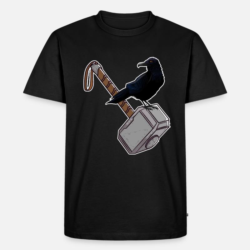 Thor Hammer Mjölnir Rabe - Männer Premium Bio T-Shirt - Schwarz