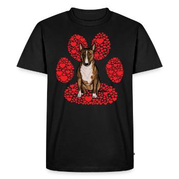 Bull Terrier Miniature Saint-Valentin Chien Patte D'amour - T-shirt Premium bio Homme - noir - Devant - Nico (187cm)
