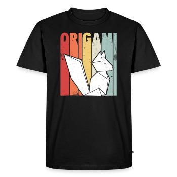 Renard en origami | Idées cadeaux animaux en papier - T-shirt Premium bio Homme - noir - Devant - Nico (187cm)