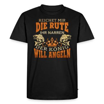 Reichet mir die Rute der König will Angeln - Männer Premium Bio T-Shirt - Schwarz - Vorne - Nico (187cm)