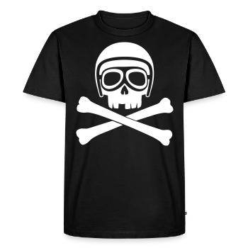 Skull with helmet and goggles white - Men's Premium Organic T-Shirt - black - Front - Nico (187cm)