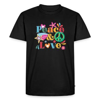 Hippie Peace Love | Cadeau de fleur de costume de hippies - T-shirt Premium bio Homme - noir - Devant - Nico (187cm)