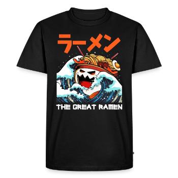 The Great Wave Moster Ramen Nouilles japonaises Japon - T-shirt Premium bio Homme - noir - Devant - Nico (187cm)