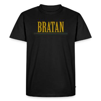 BRATAN Pour les hommes | Capitale - T-shirt Premium bio Homme - noir - Devant - Nico (187cm)