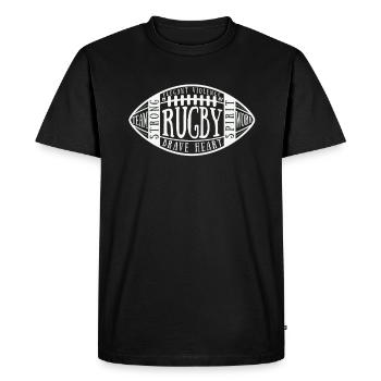 Ballon de rugby pour les fans de rugby | Cadeau de rugby vintage - T-shirt Premium bio Homme - noir - Devant - Nico (187cm)