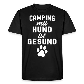 Camping chien drôle - T-shirt Premium bio Homme - noir - Devant - Nico (187cm)