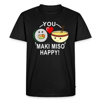 Vous Maki Miso heureux - T-shirt Premium bio Homme - noir - Devant - Nico (187cm)