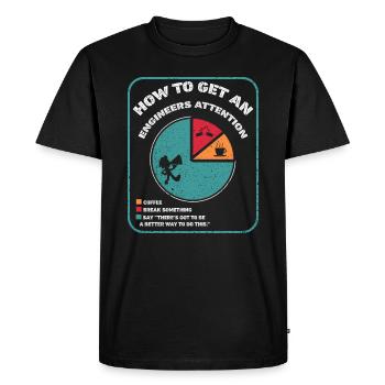 Comment attirer l'attention d'un ingénieur - T-shirt Premium bio Homme - noir - Devant - Nico (187cm)