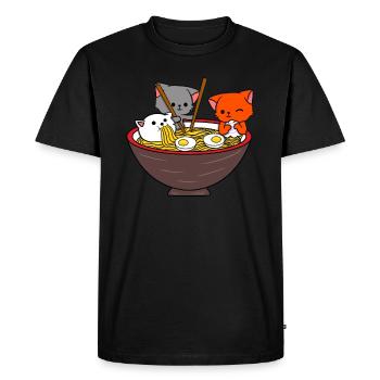 Ramen kawaii cat anime - Men's Premium Organic T-Shirt - black - Front - Nico (187cm)