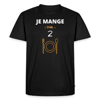Je mange pour 2 - tshirt grossese, enceinte. - T-shirt Premium bio Homme - noir - Devant - Nico (187cm)