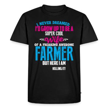 femme fermière super cool - T-shirt Premium bio Homme - noir - Devant - Nico (187cm)