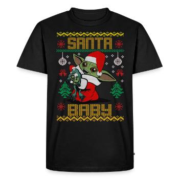Bébé père noël - T-shirt Premium bio Homme - noir - Devant - Nico (187cm)