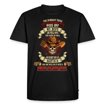 PISS OFF MY WIFE FARMER SKULL - T-shirt Premium bio Homme - noir - Devant - Nico (187cm)