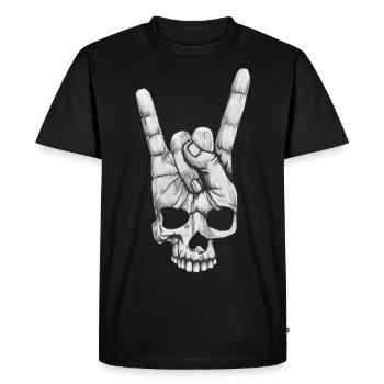 Rock On Hand-Skull - Men's Premium Organic T-Shirt - black - Front - Nico (187cm)