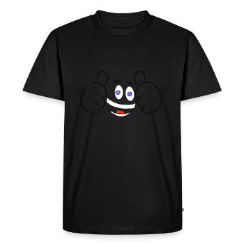 Smilie Tshirt with Two Likes and Blue Eyes - Men's Premium Organic T-Shirt - black - Front - Nico (187cm)