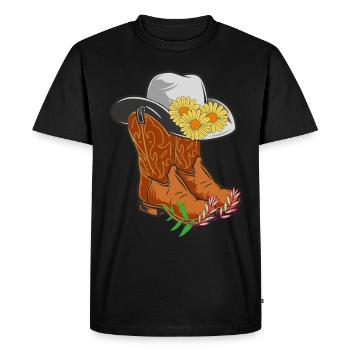 BOTTE DE COWBOY - T-shirt Premium bio Homme - noir - Devant - Nico (187cm)