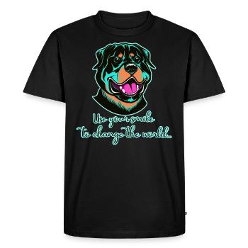 Use your Smile to Change the World - Men's Premium Organic T-Shirt - black - Front - Nico (187cm)