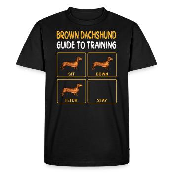 Brown Dachshund Guide To Training Dog Obedience - Men's Premium Organic T-Shirt - black - Front - Nico (187cm)