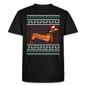 Noël Brown Dachshund Dog Santa Hat Ugly Christmas - T-shirt Premium bio Homme - noir - Devant - Nico (187cm)
